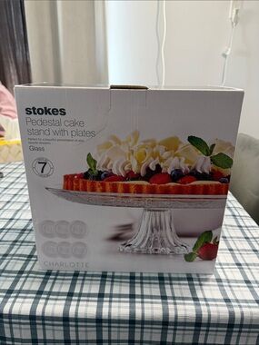 Stokes Charlotte Glass Pedestal Cake Stand with Plates - Clear
